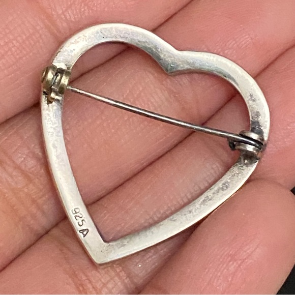 Vintage Signed 925 A Sterling Silver Marcasite Heart-shaped Love Brooch - Picture 3 of 9